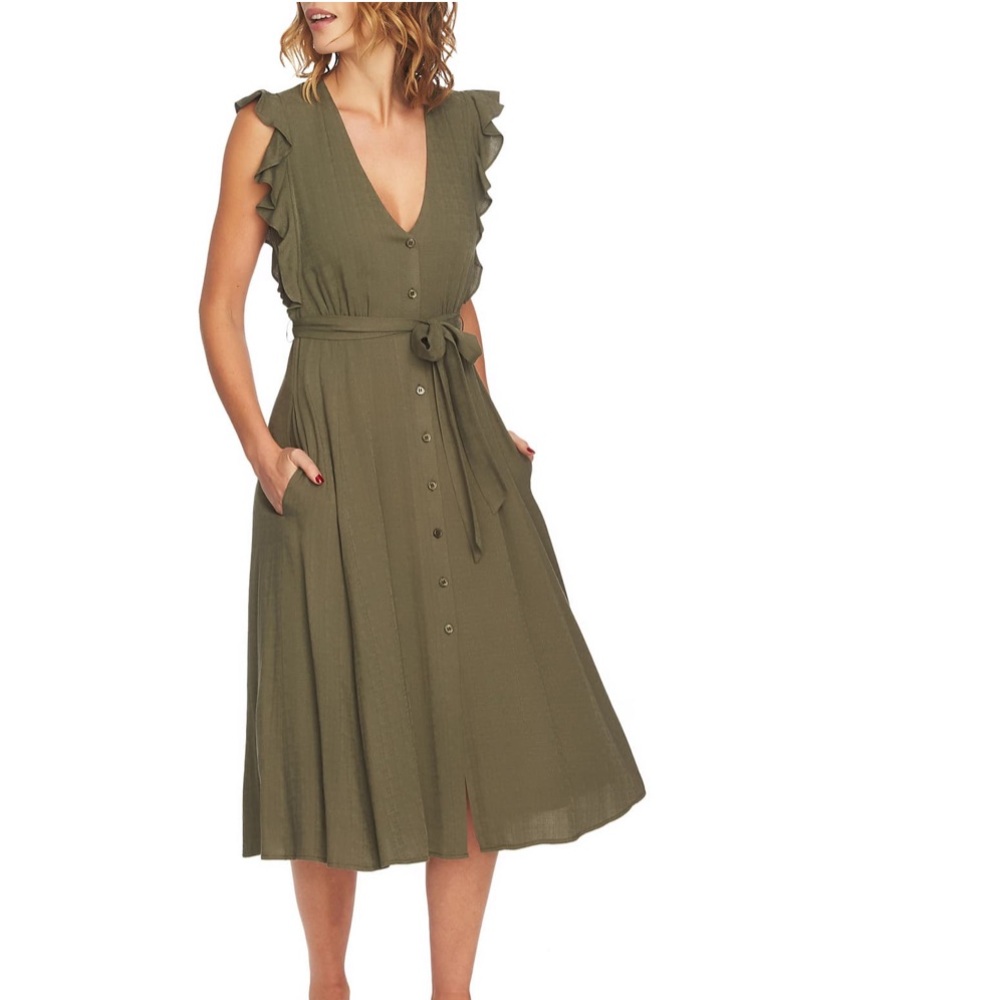 Button Front Midi Dress